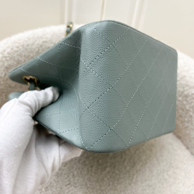 Chanel Bucket Bag in 23C Seafoam Grey Green Caviar and LGHW