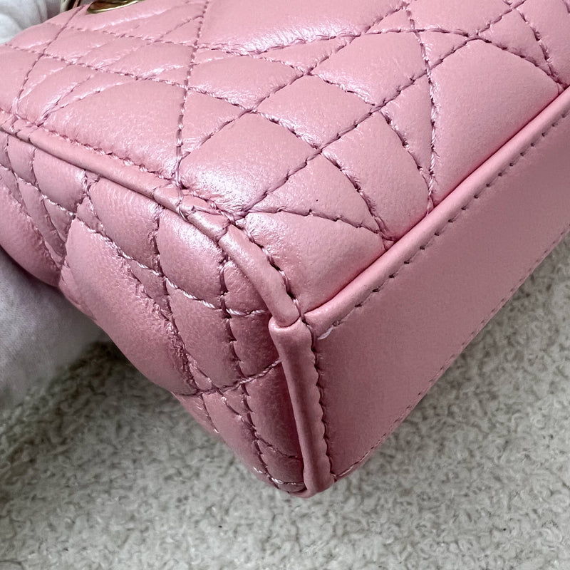 Dior Micro Lady D-Joy Bag in Iridescent Pink Lambskin and LGHW