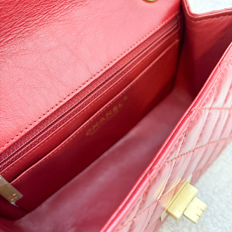 Chanel Classic 2.55 Reissue Mini Flap in Red Distressed Calfskin and AGHW