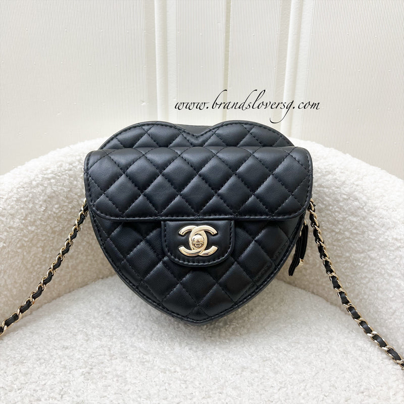 Chanel Large Heart Bag in Black Lambskin and GHW