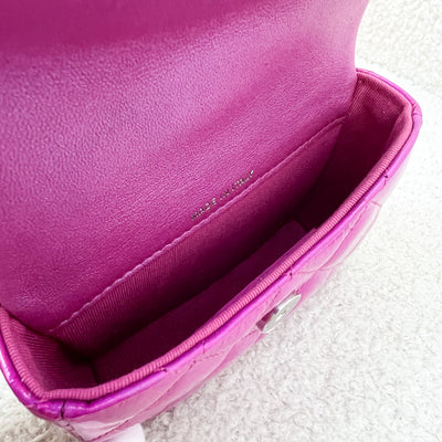 Chanel 24C Micro VIP Clutch in Fuchsia Pink Iridescent Mirror Goatskin SHW