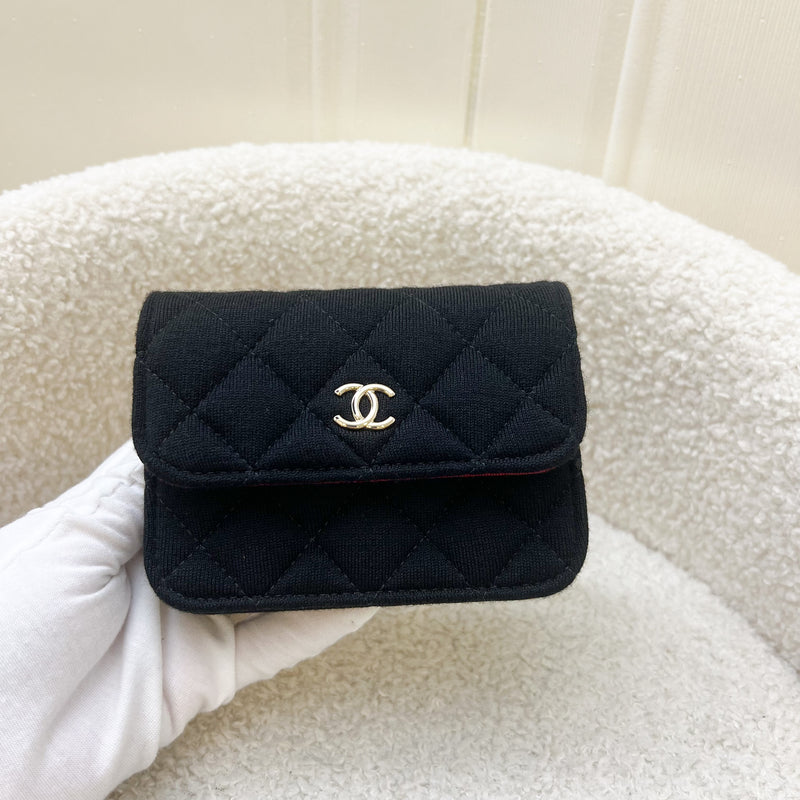 Chanel 2022 VIP Clutch on Chain in Black Jersey and LGHW