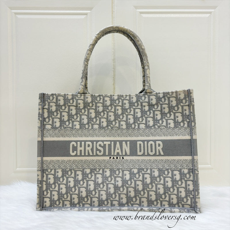 Dior Medium Book Tote in Grey Oblique Canvas