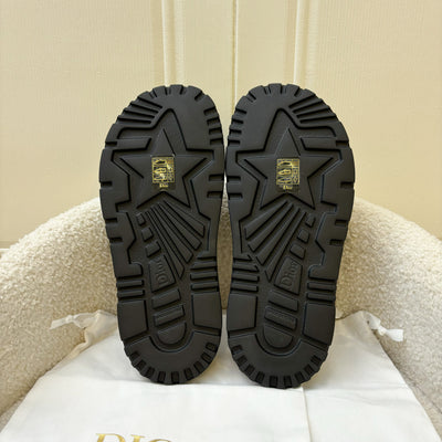 Dior Dway Pool Slides in Yellow / Black Embroidered Canvas Sz 36.5