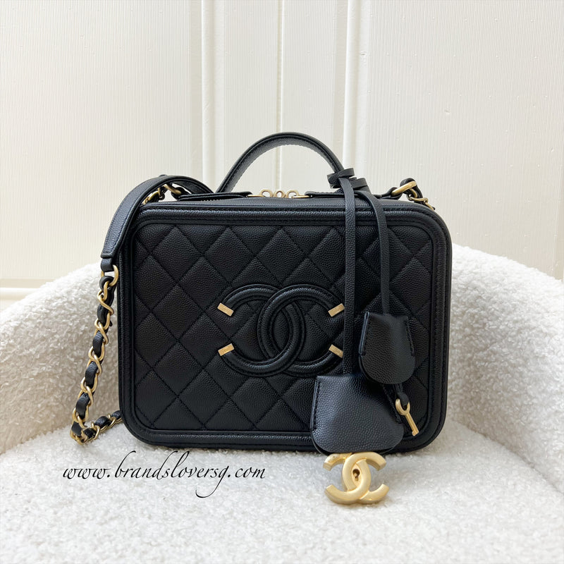 Chanel Medium Filigree Vanity in Black Caviar and AGHW