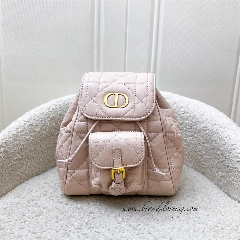 Dior Small Caro Backpack in Powder Pink Lambskin and GHW