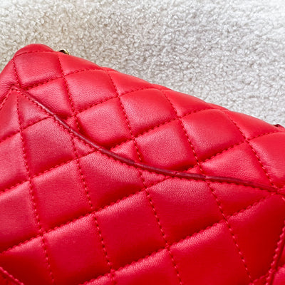 Chanel Pearl Crush Mini Square Flap in Red Lambskin and AGHW