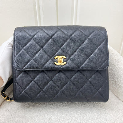 Chanel Vintage Medium Square Flap in Black Caviar and 24K GHW