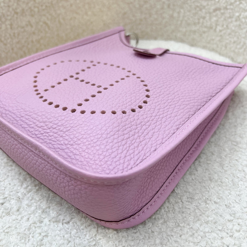 Hermes Mini Evelyne TPM in Mauve Sylvestre Clemence Leather and PHW
