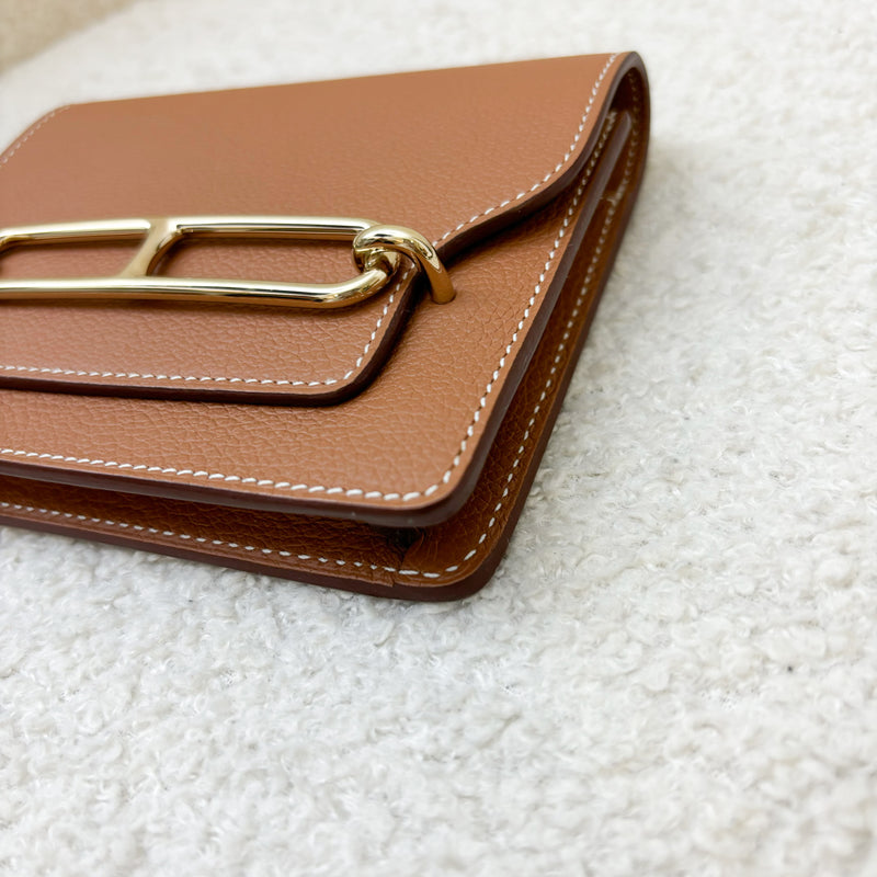 Hermes Roulis Slim in Gold Evercolor Leather and LGHW