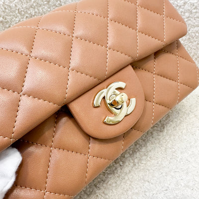 Chanel Classic Mini Rectangle Flap in 21P Caramel Lambskin and GHW