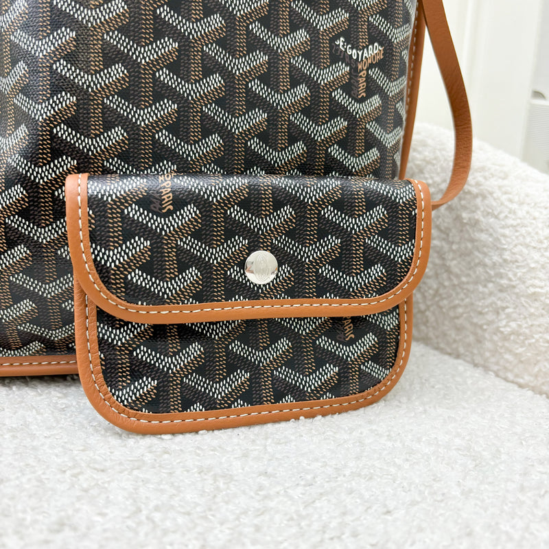 Goyard Mini Anjou in Black Goyardine Canvas with Camel Trim