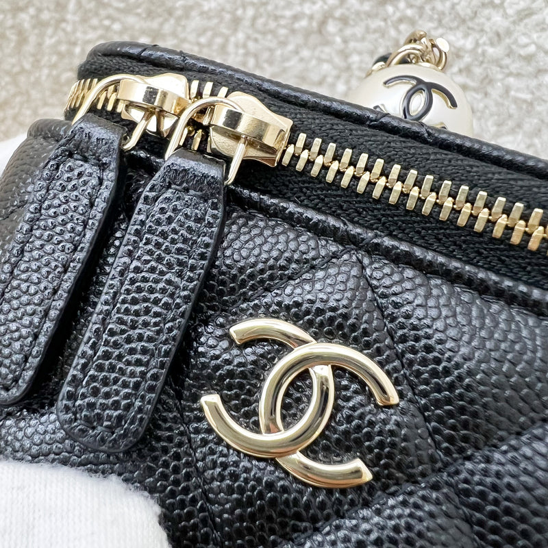 Chanel Mini Cube Clutch with Chain in Black Caviar and LGHW