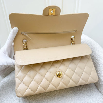 Chanel Medium Classic Flap CF in Beige Caviar and GHW