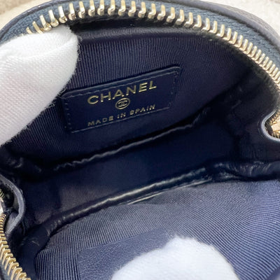 Chanel Round Zip Coin Purse in Dark Navy Caviar and GHW