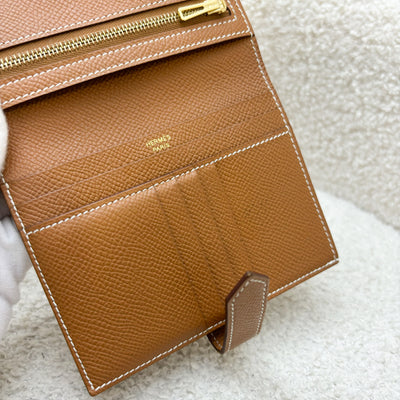 Hermes Bearn Wallet in Gold Epsom Leather and GHW