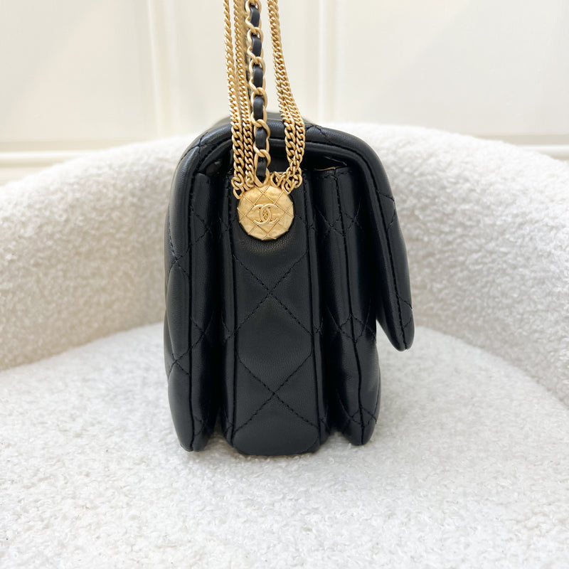 Chanel 22A Seasonal Flap in Black Lambskin and AGHW