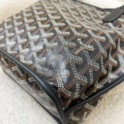 Goyard Mini Anjou Tote Bag in Black Goyardine Canvas and Leather