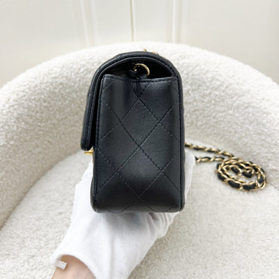 Chanel Classic Mini Rectangle Flap in Black Lambskin and LGHW