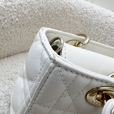 Dior Micro Lady D-Joy Bag in White Cannage Lambskin and LGHW