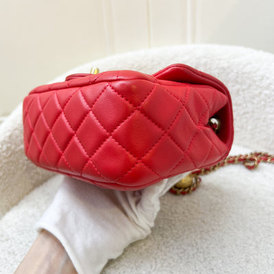 Chanel Pearl Crush Mini Square Flap in Red Lambskin and AGHW