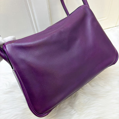 Hermes Lindy 30 in Dark Purple (Likely Cassis) Evercolor Leather and PHW