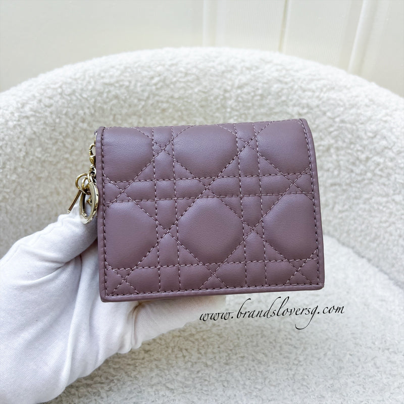 Dior Mini Lady Dior Gardenia Wallet in Supple Cannage Lambskin GHW