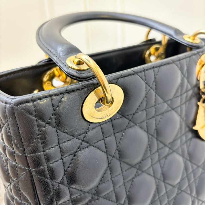 Dior Medium Lady Dior in Black Lambskin and GHW