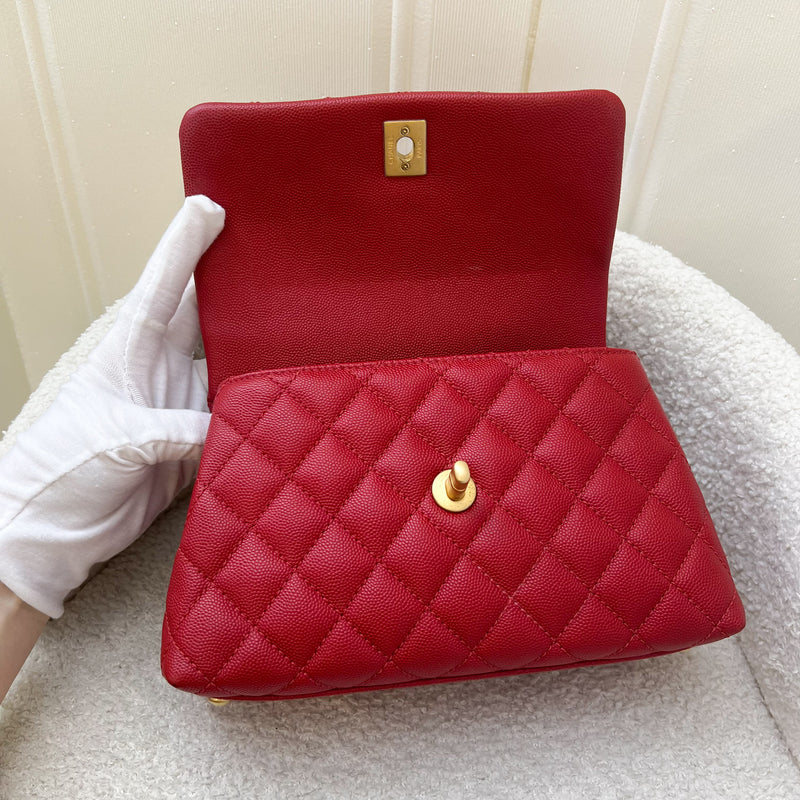 Chanel Small 24cm Coco Handle in Red Caviar and AGHW