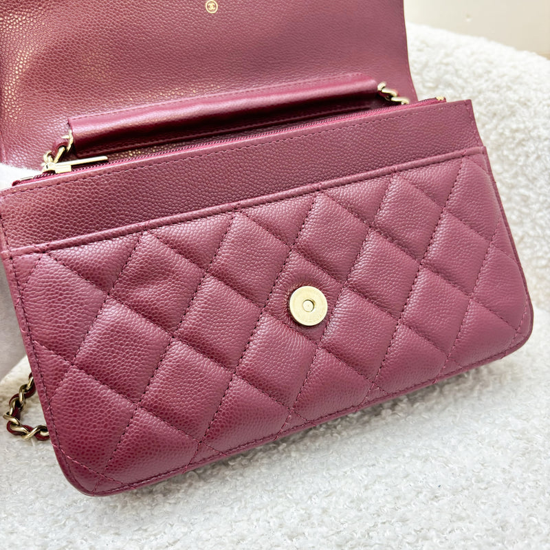 Chanel Classic Wallet on Chain WOC in 23K Burgundy Caviar and LGHW