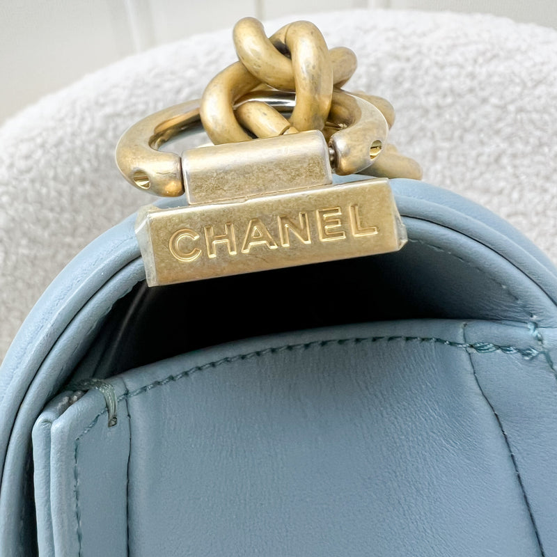 Chanel Small 20cm Boy Flap in Seafoam Lambskin and AGHW