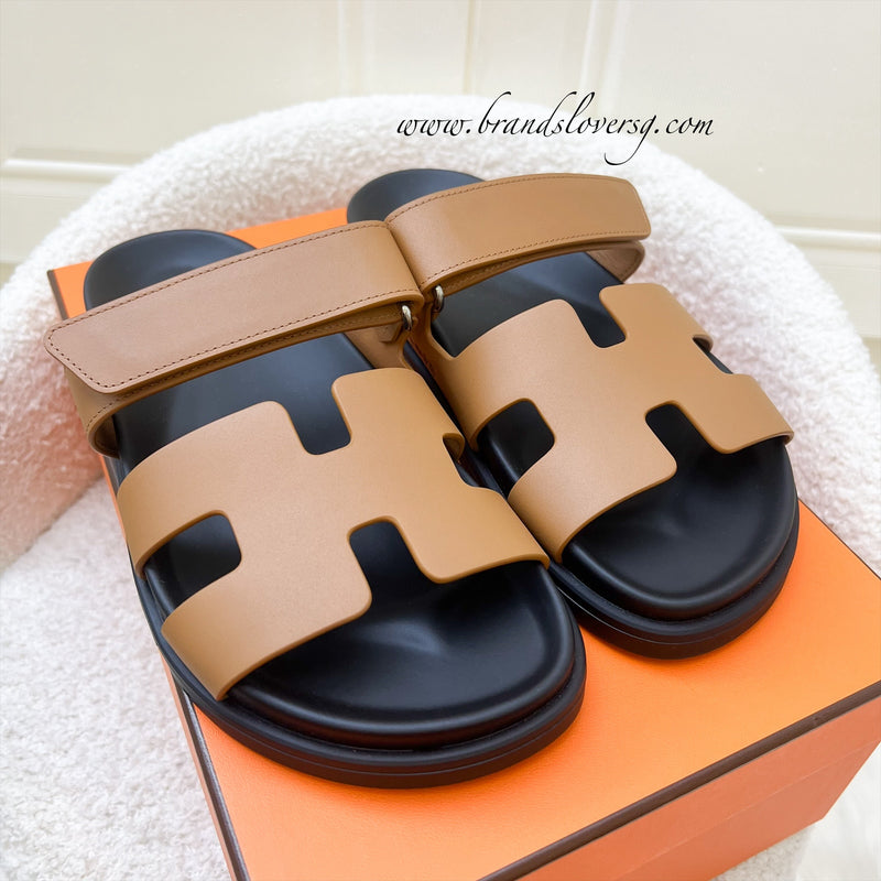 Hermes Chypre Sandals in Naturel Calfskin Size 36