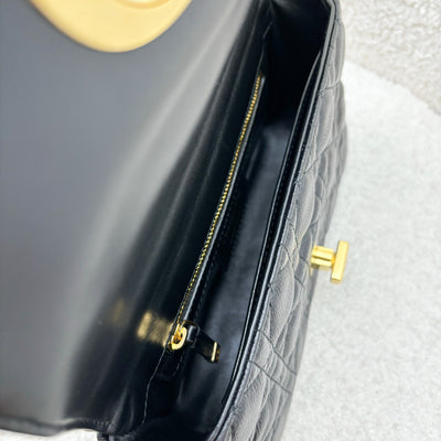 Dior Small Caro Flap Bag in Black Grained Calfskin and GHW