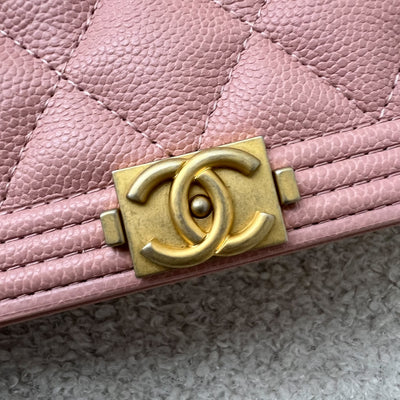 Chanel Boy Wallet on Chain WOC in Light Pink Caviar and AGHW