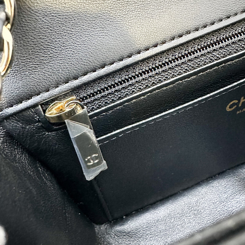 Chanel Classic Mini Rectangle in Black Lambskin and LGHW