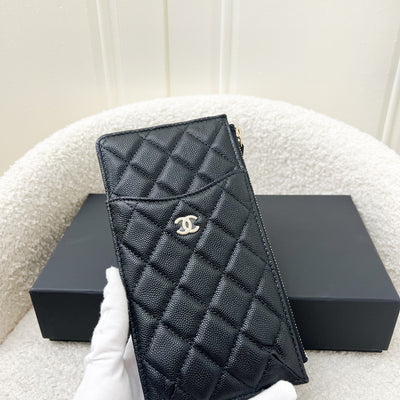 Chanel Classic Phone Pouch / Holder in Black Caviar and LGHW