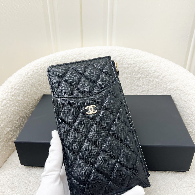 Chanel Classic Phone Pouch / Holder in Black Caviar and LGHW