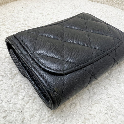 Chanel Classic XL Card Holder / Small Wallet in Black Iridescent Caviar and SHW