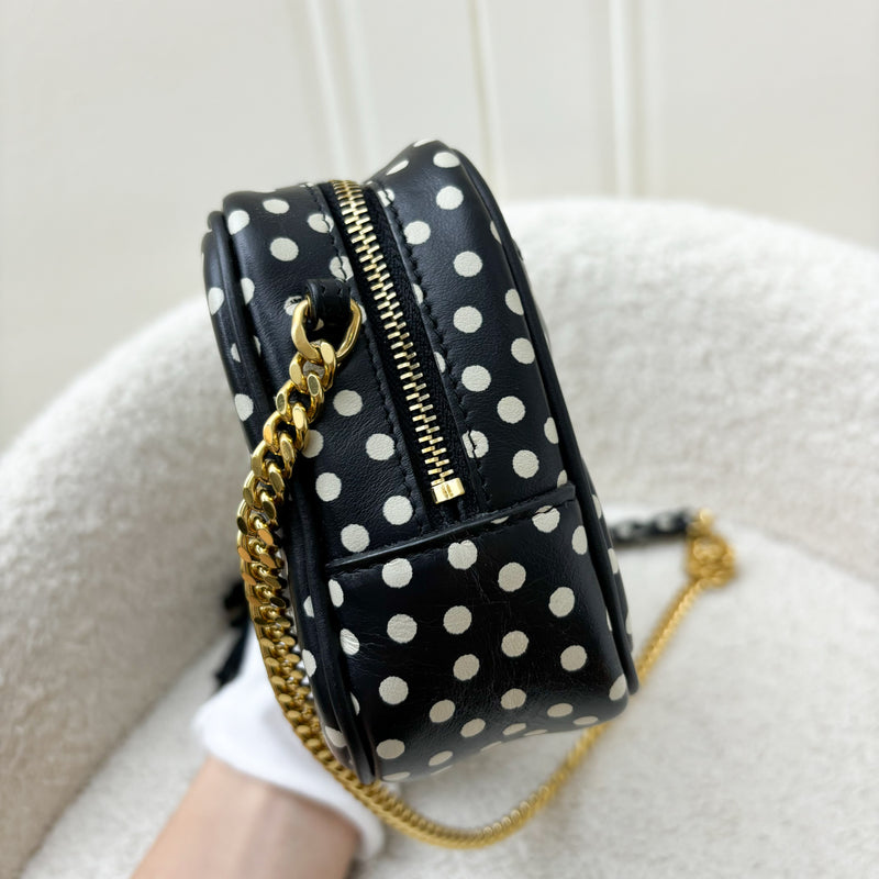 Saint Laurent YSL Lou Camera Bag in Mono Polka Dots Calf Leather and GHW