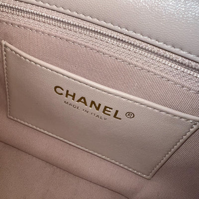 Chanel Seasonal Small Funky Chain Flap Bag in Light Beige Lambskin and GHW