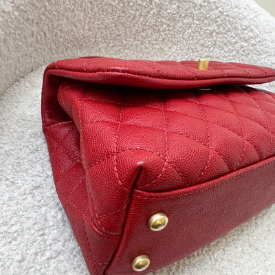 Chanel Small 24cm Coco Handle in Red Caviar and AGHW