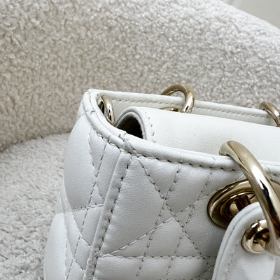 Dior Micro Lady D-Joy Bag in White Cannage Lambskin and LGHW