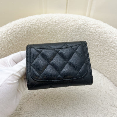 Chanel Classic XL Card Holder / Small Wallet in Black Iridescent Caviar and SHW