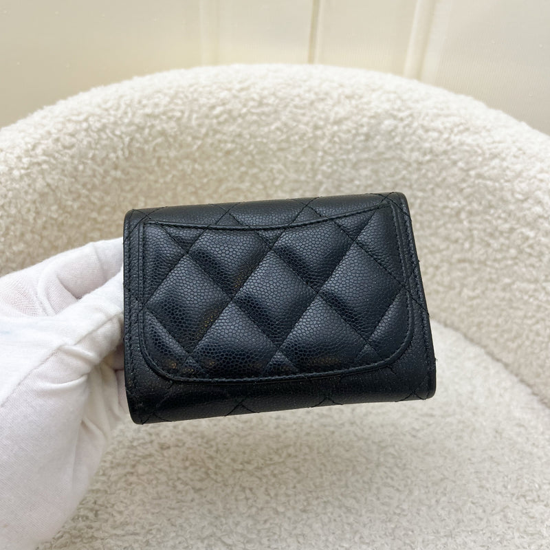 Chanel Classic XL Card Holder / Small Wallet in Black Iridescent Caviar and SHW