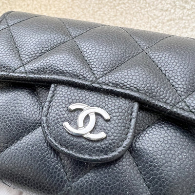 Chanel Classic XL Card Holder / Small Wallet in Black Iridescent Caviar and SHW