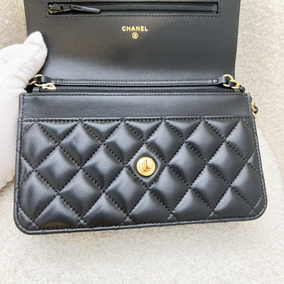 Chanel Pearl Crush Wallet on Chain WOC in Black Lambskin and AGHW