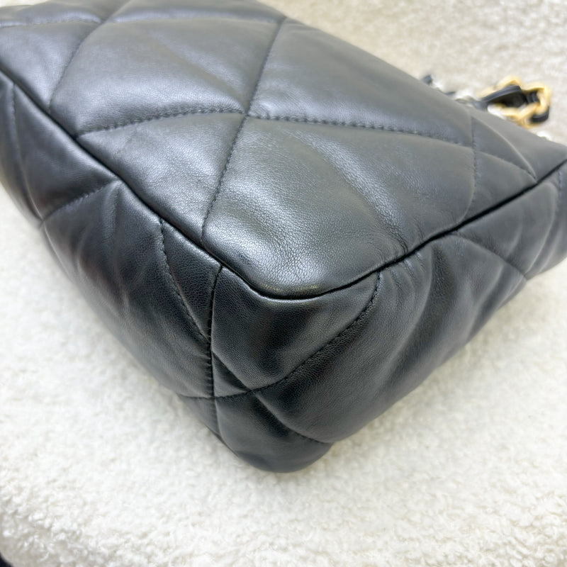 Chanel 19 Small Flap in Black Lambskin, Silver Logo and 3-Tone HW