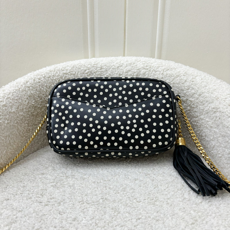 Saint Laurent YSL Lou Camera Bag in Mono Polka Dots Calf Leather and GHW