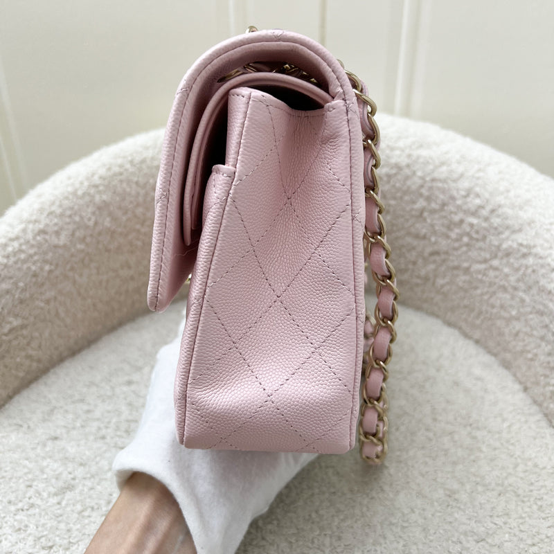 Chanel Medium Classic Flap CF in 22S Light Pink Caviar and LGHW