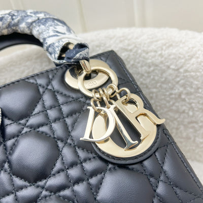 Dior Mini Lady Dior in Black Lambskin and LGHW with Dior Toile de Jouy Sauvage Mitzah